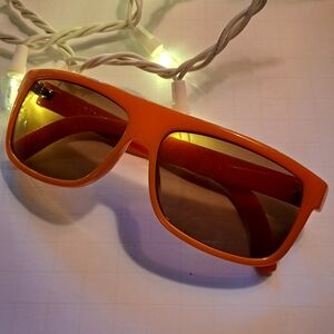 Wormser Motorcycle Wear Orange Sunglasses with Brown Tone Lenses.